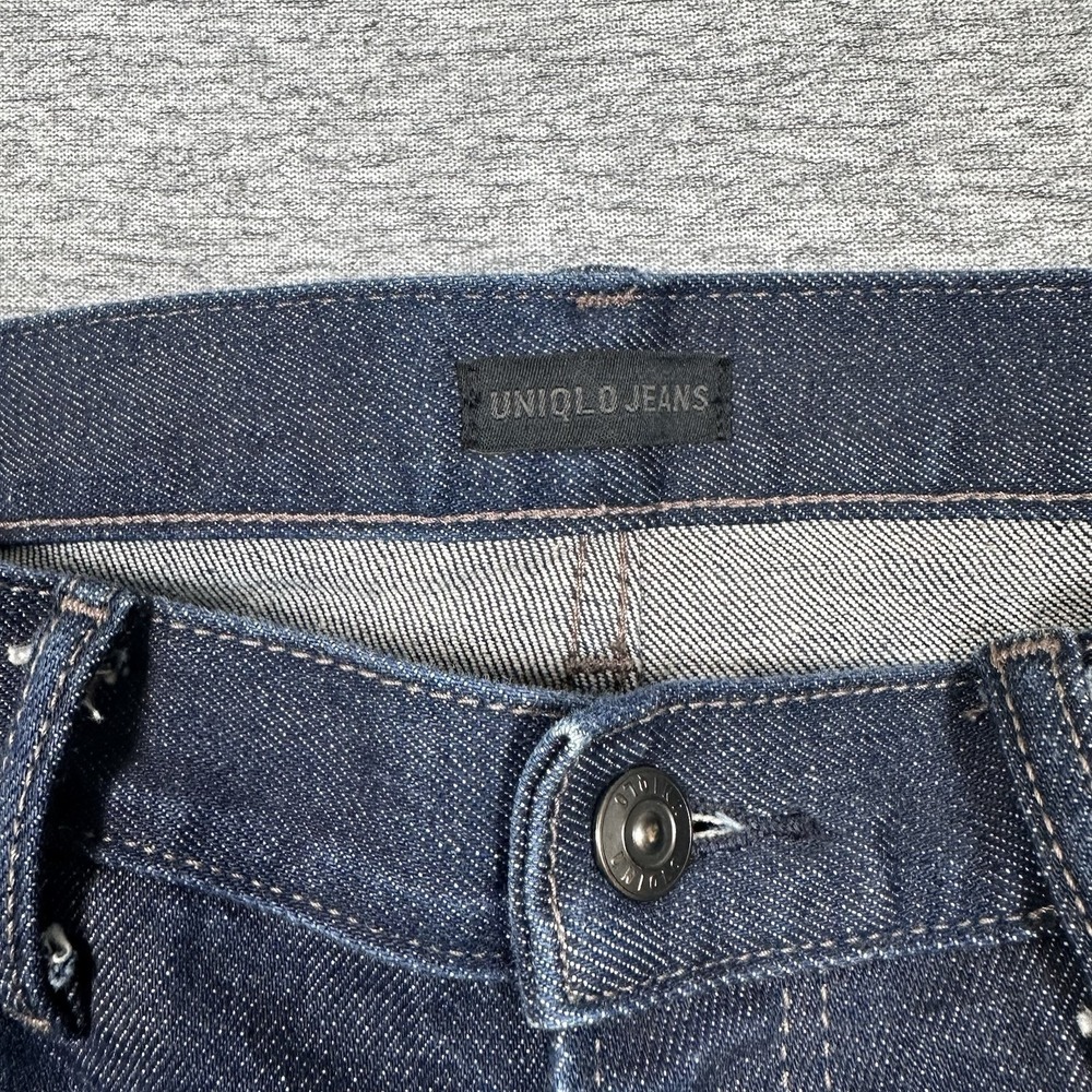 Uniqlo Jeans Mens 32x32 Blue Selvedge Kaihara Japan Denim Slim Straight Mid Rise - Picture 8 of 11